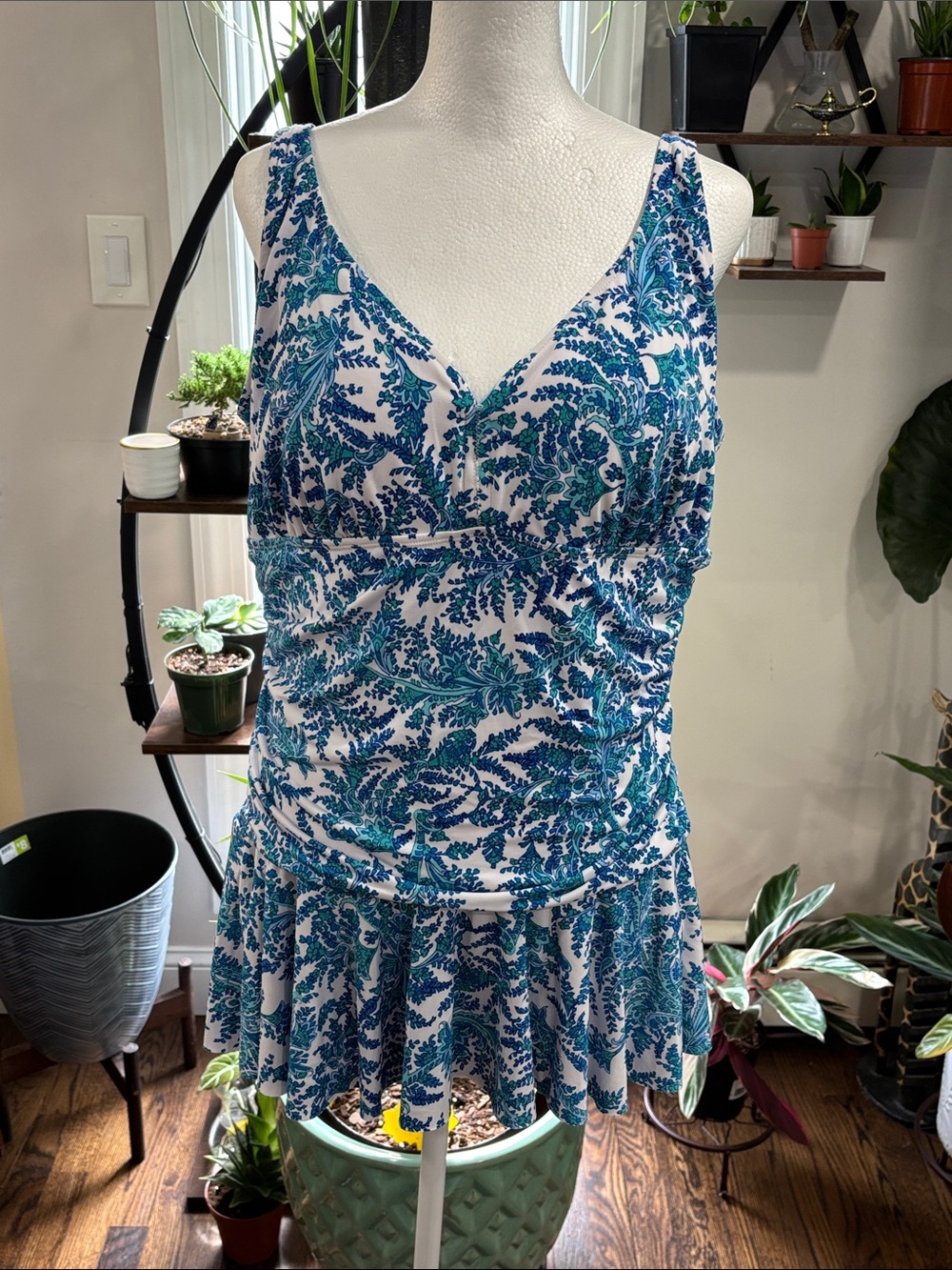 Catalina Blue & White Printed Swimdress size XL - Picture 2 of 7